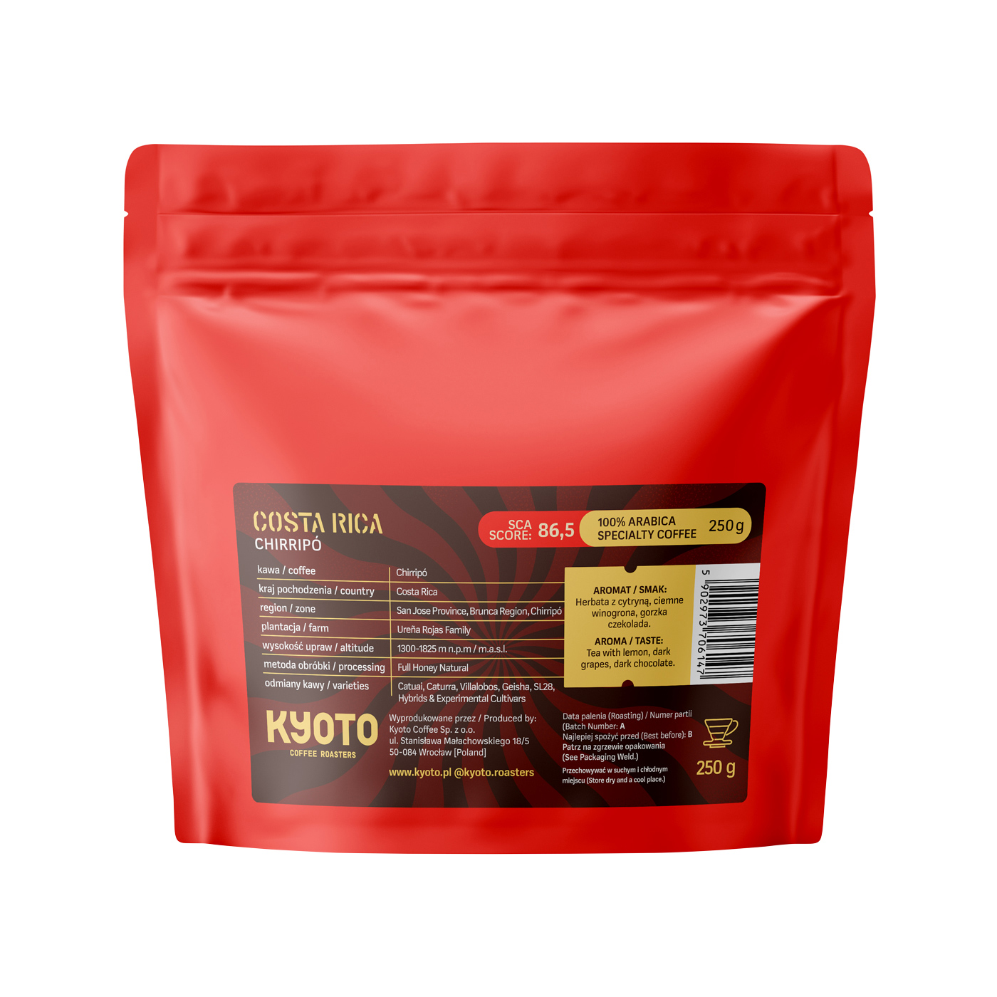 KYOTO - kawa ziarnista Kostaryka Urena Rojas Family Full Honey Natural Filter 250 g