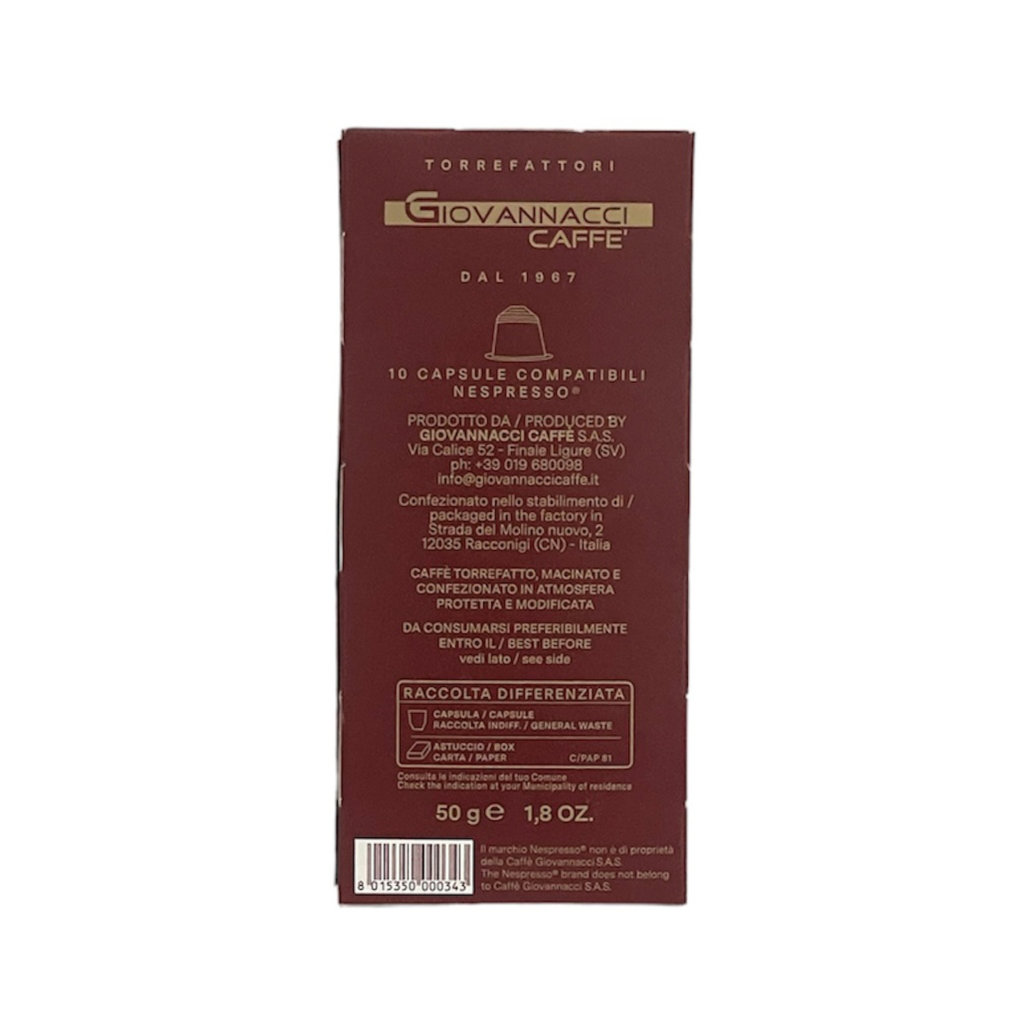 Giovannacci Caffe - kawa w kapsułkach Etiopia Yirgacheffe 10 kapsułek