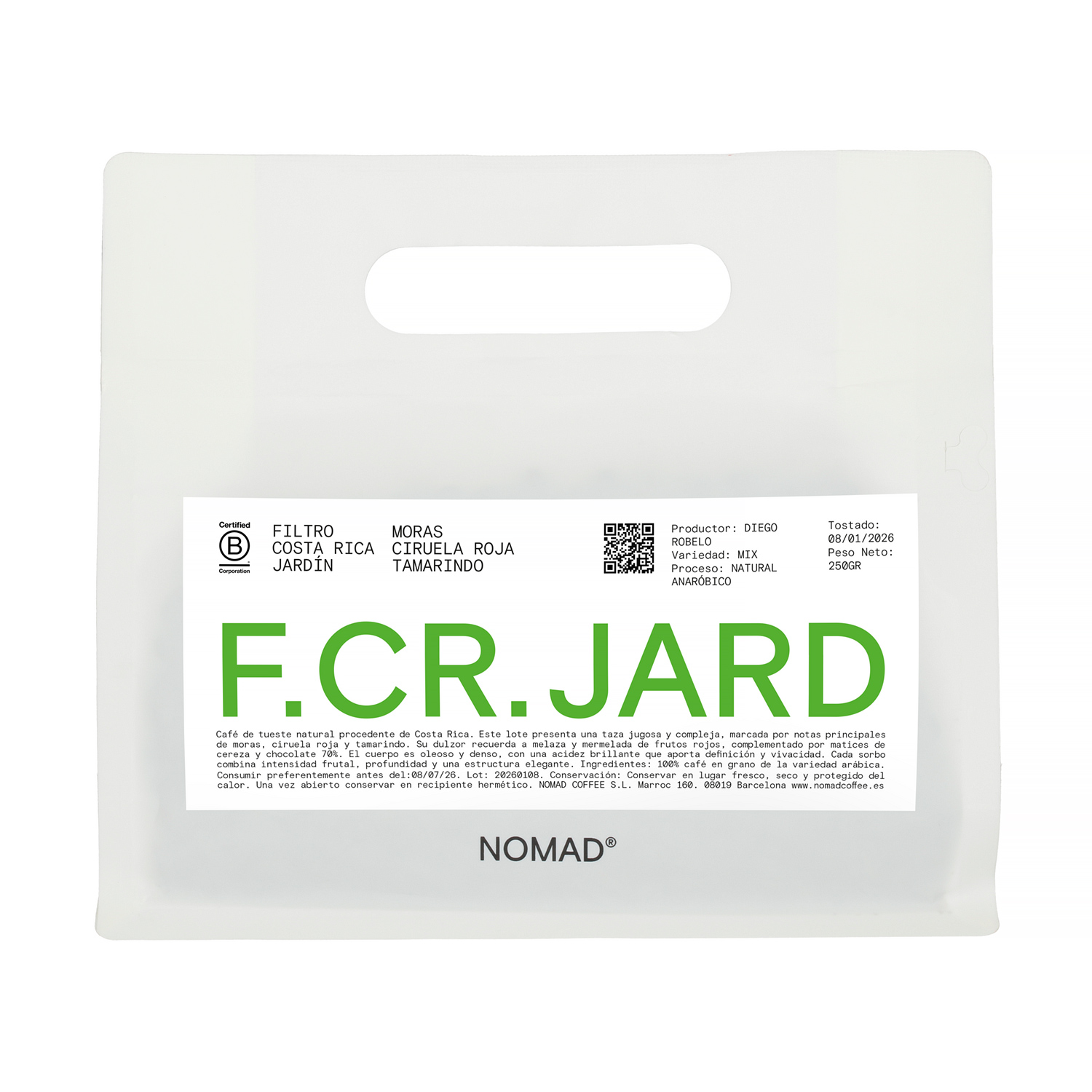 Nomad Coffee - kawa ziarnista Kostaryka Garden Natural Anaerobic Filter 250 g