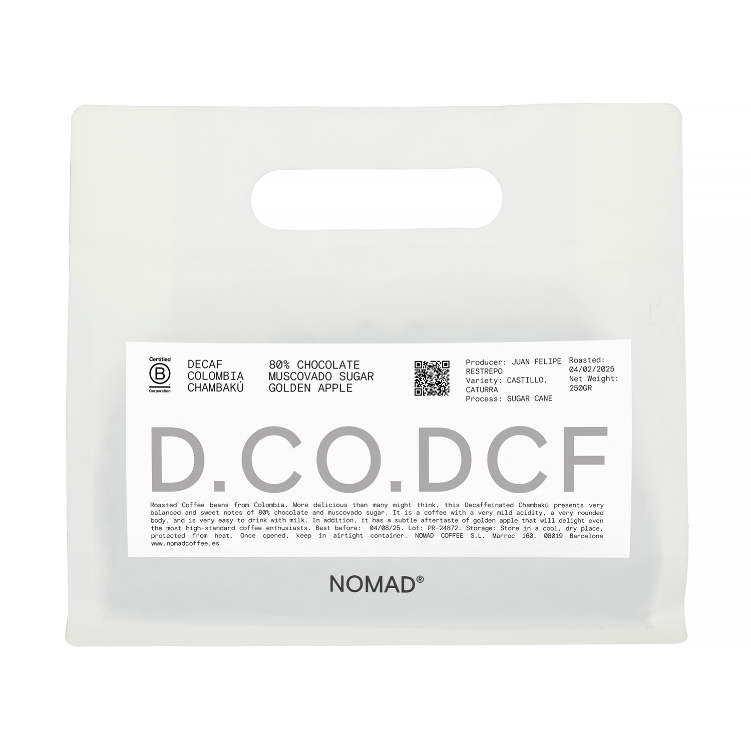 Nomad Coffee - Colombia Chambaku Washed Decaf Espresso 250g