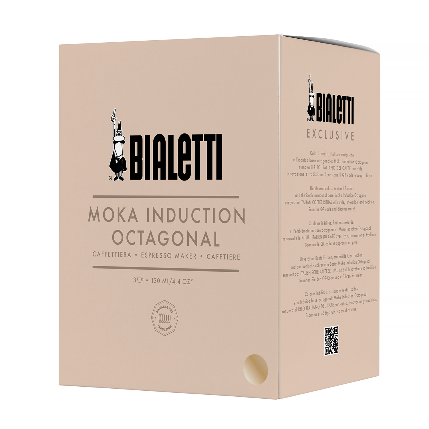 Bialetti - Exclusive - kawiarka Moka Octagonal Induction piaskowa 3tz