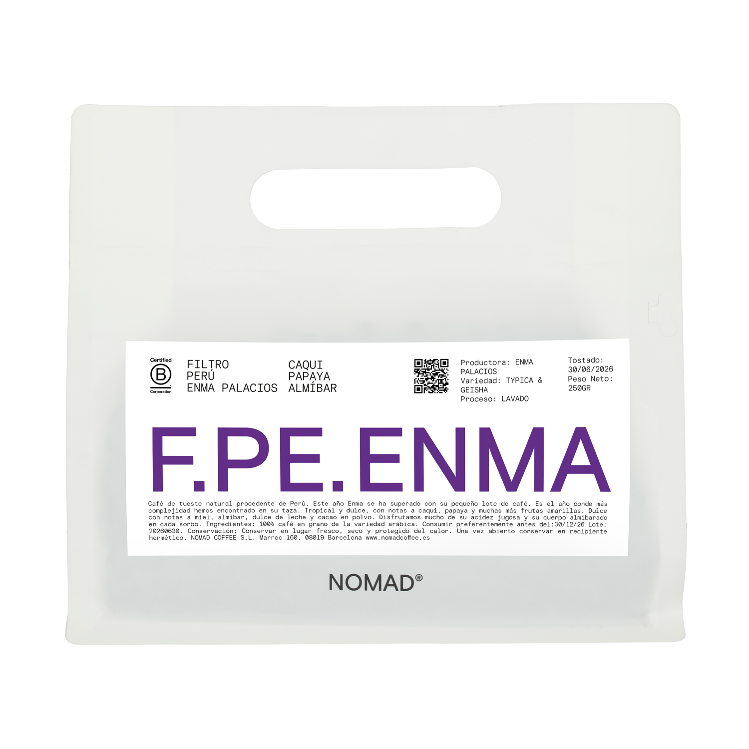 Nomad Coffee - kawa ziarnista Peru Enma Palacios Washed Filter 250 g