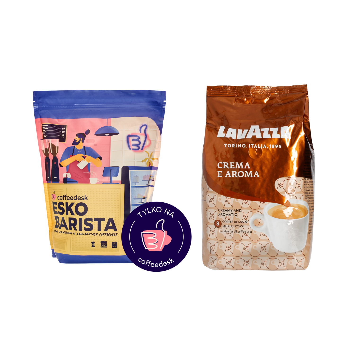 Set Lavazza Crema e Aroma 1 kg + Coffeedesk Esko Barista 1 kg 