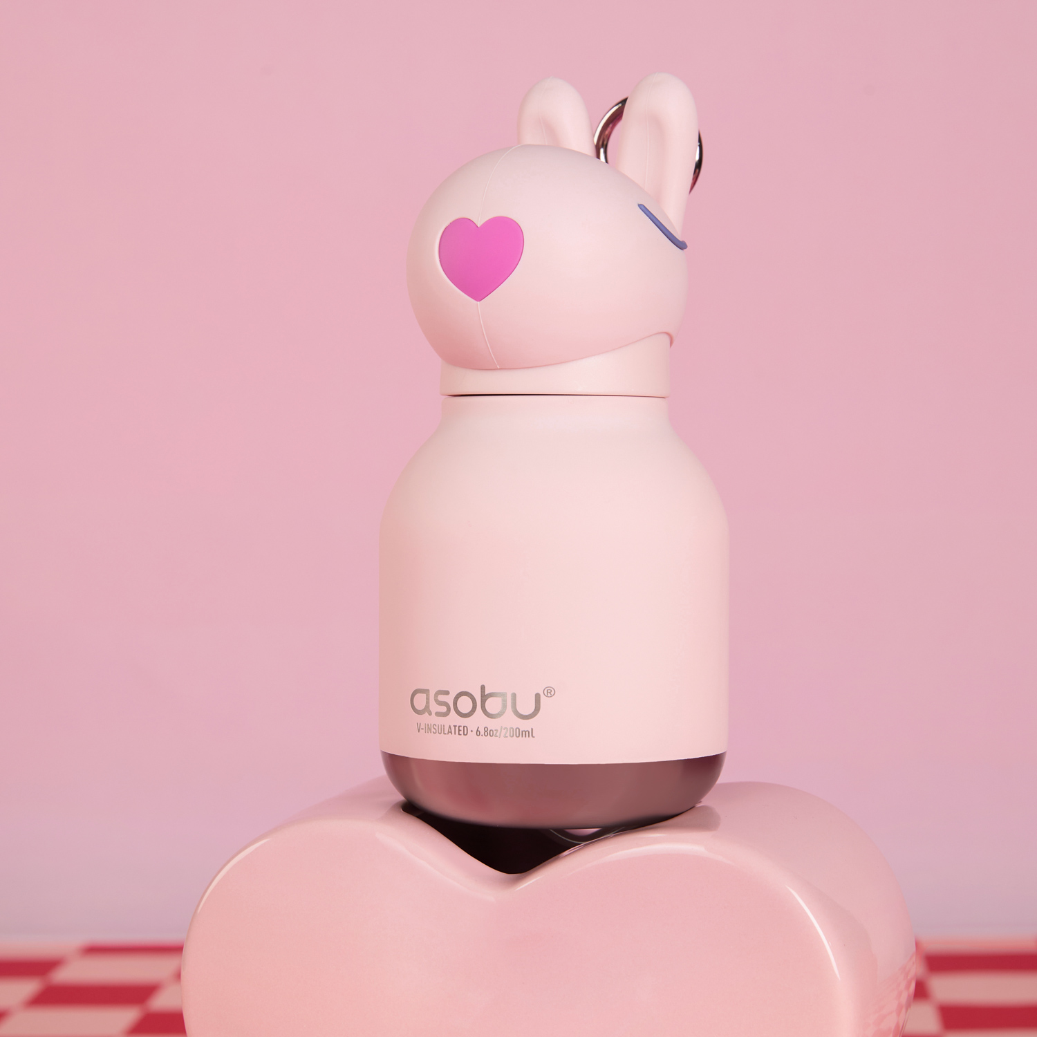 Asobu - Mini Bestie Królik - Butelka termiczna ze słomką 200 ml