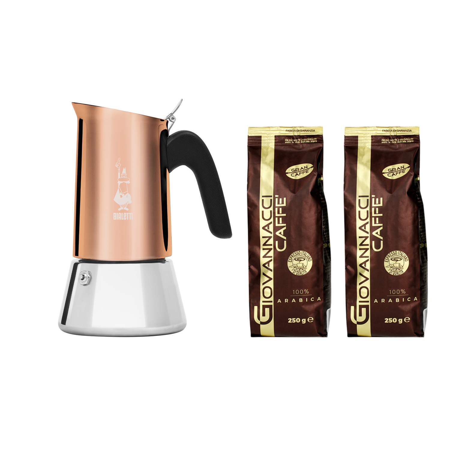Set Bialetti New Venus 4tz - Copper + 2x Giovannacci Gran Caffe 250g