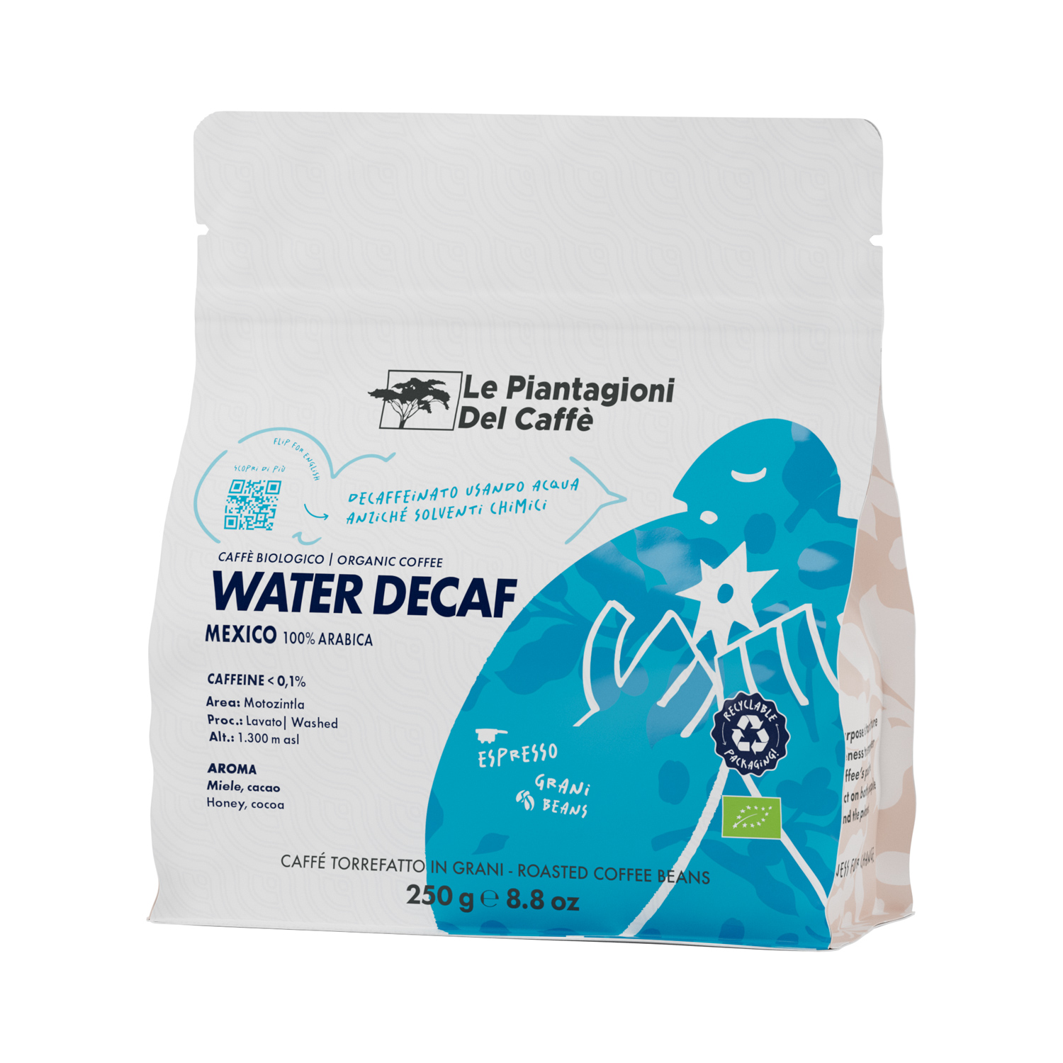 Le Piantagioni del Caffe - kawa ziarnista bezkofeinowa Water Decaf 250 g