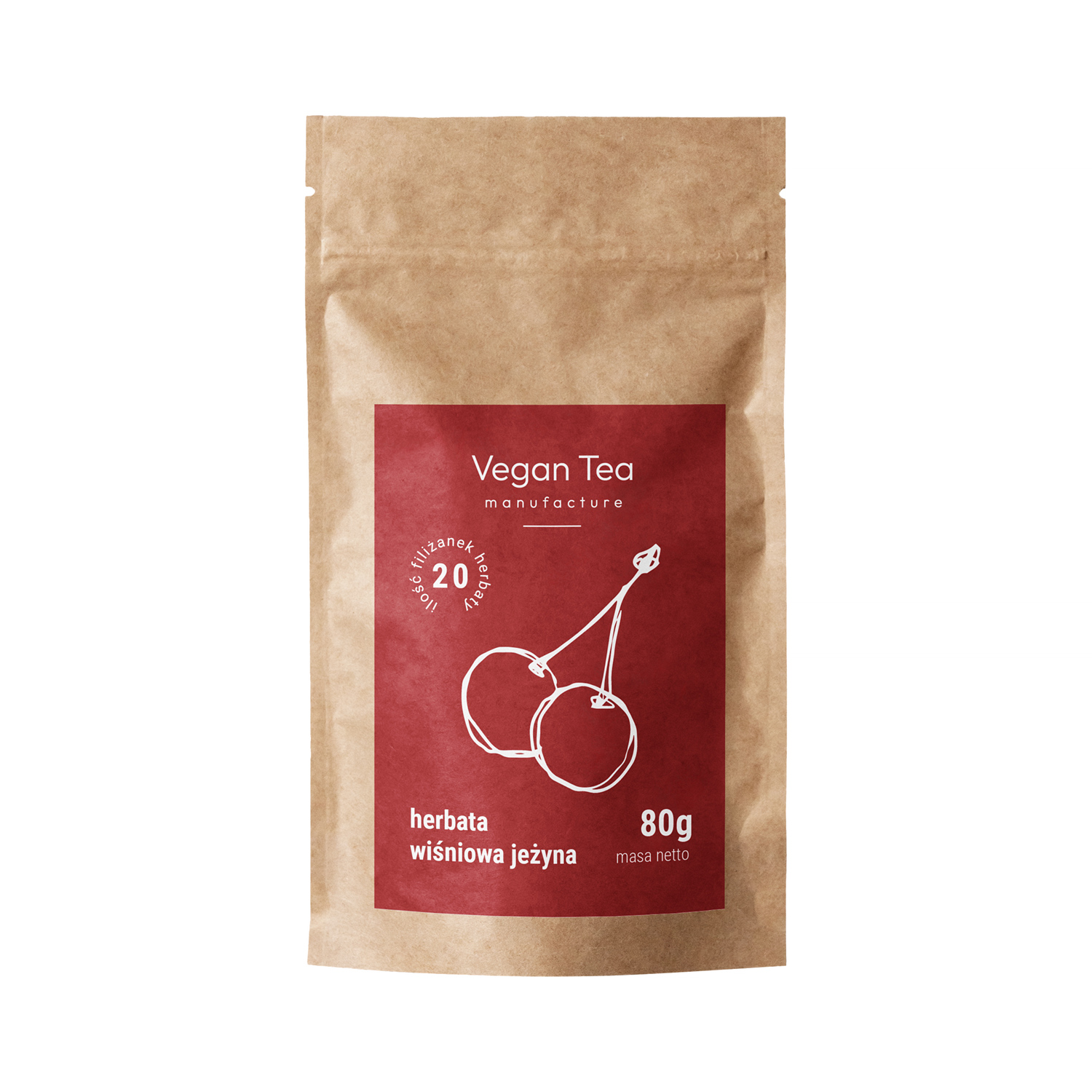 Vegan Tea - czarna herbata sypana Wiśniowa Jeżyna opakowanie uzupełniające 80 g