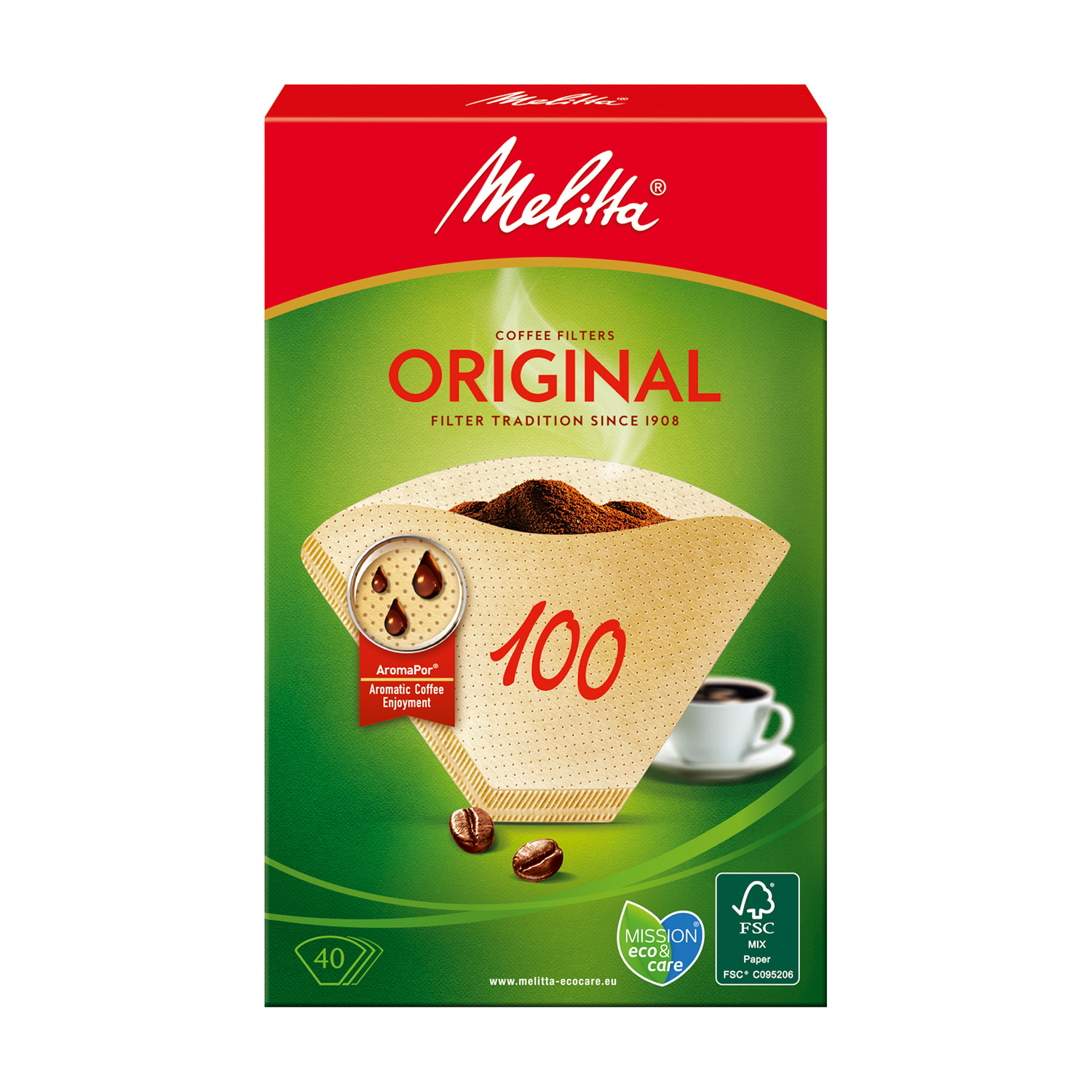 Melitta - Paper Coffee Filters 100 - Original - 40 pieces