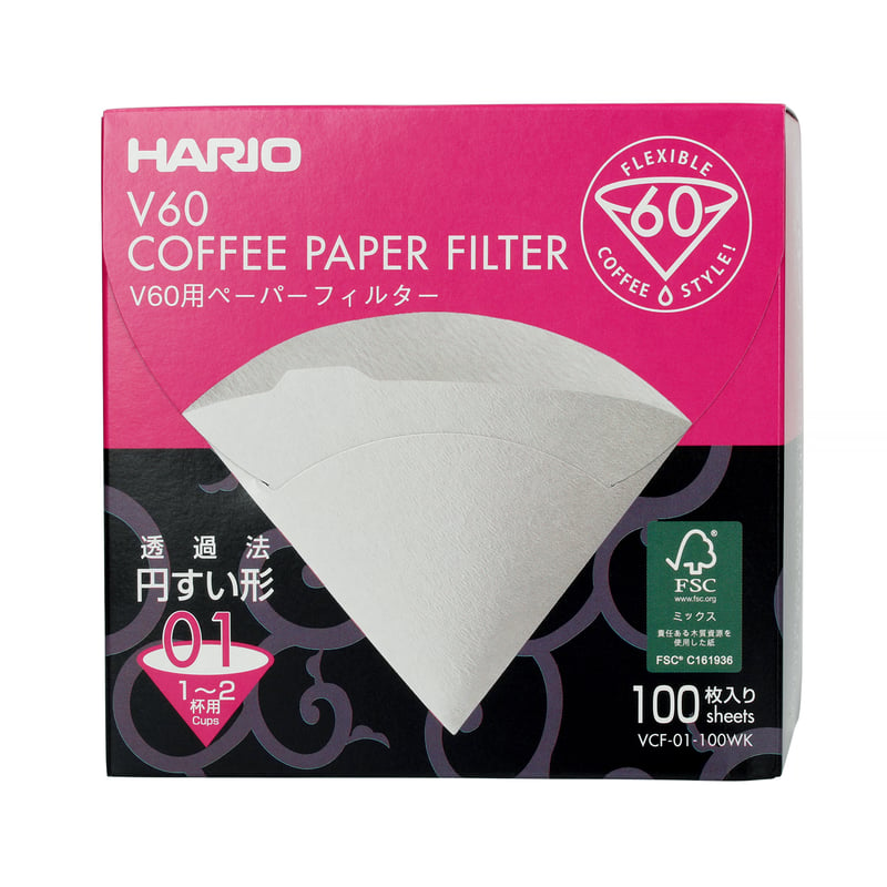 Hario - White Paper Filters - V60-01 - 100 Pieces