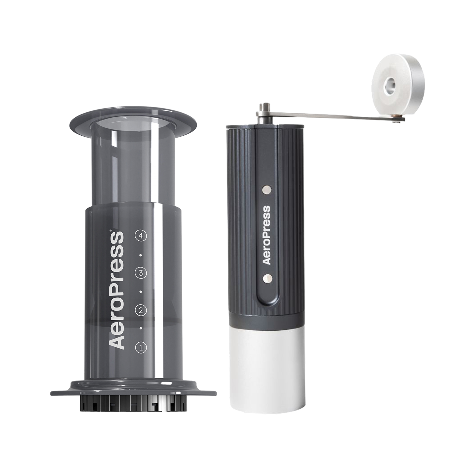 Zestaw AeroPress - Młynek ręczny szary + Aeropress Original