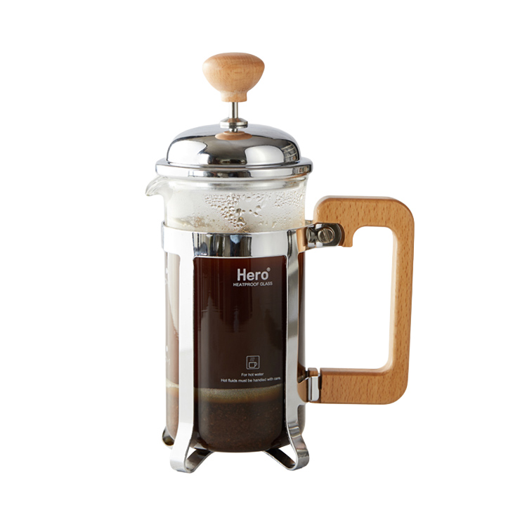 zeroHero - French Press Beech 350 ml - Srebrny