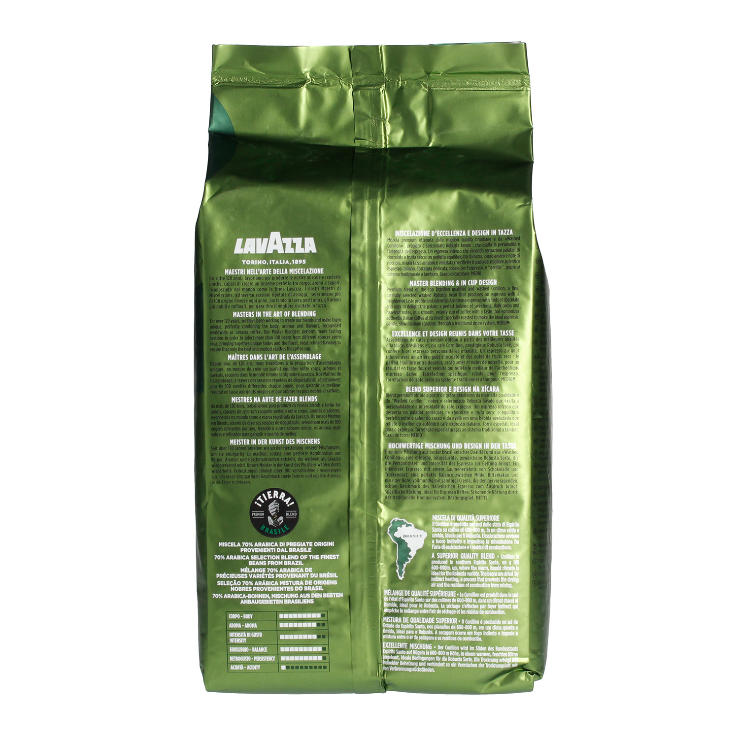 Lavazza Tierra Brasile - Authentic Italian Recipe - 70% Arabica 1kg