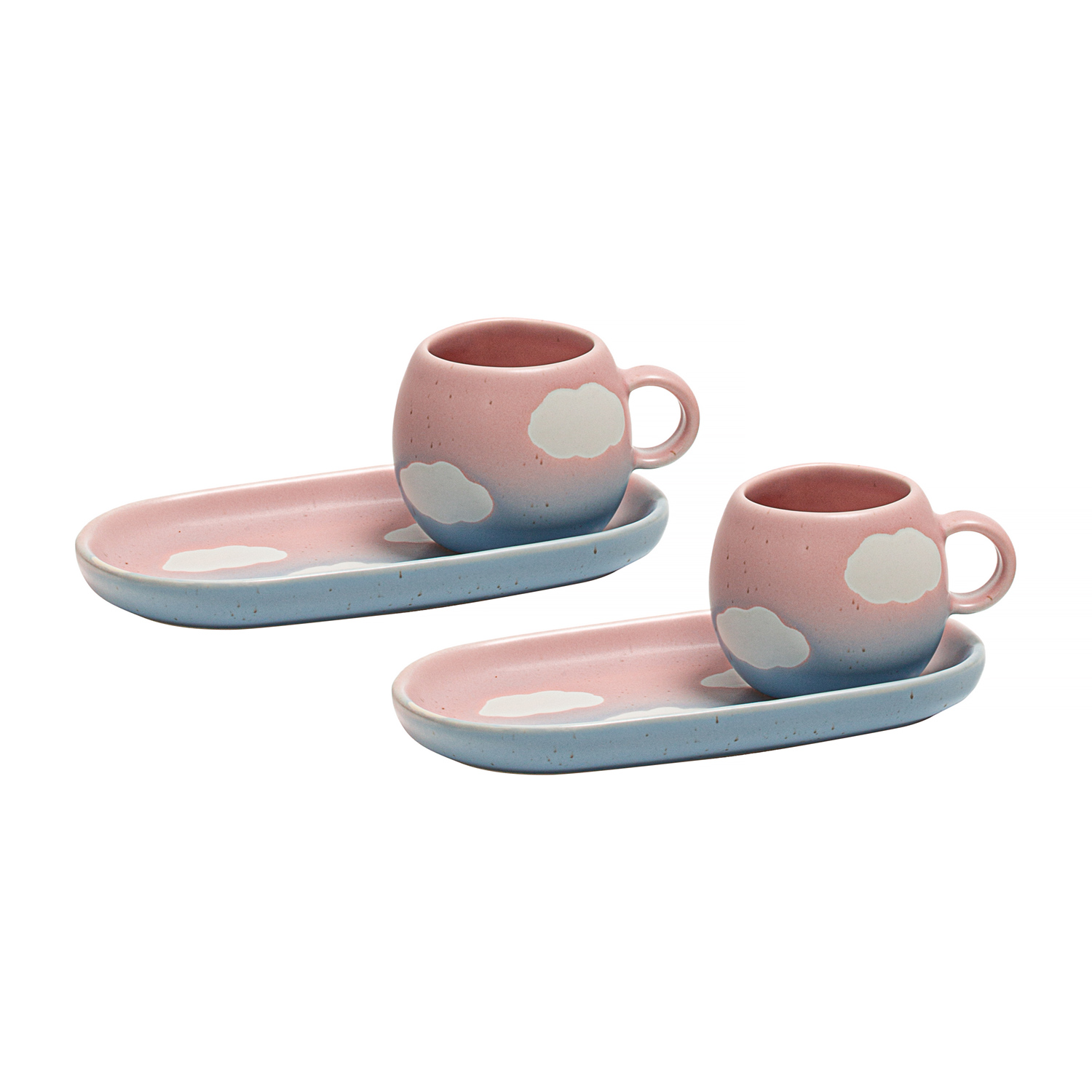 Egg Back Home - Cloud Sunset Set -  2 Espresso Mugs 90 ml + 2 Trays