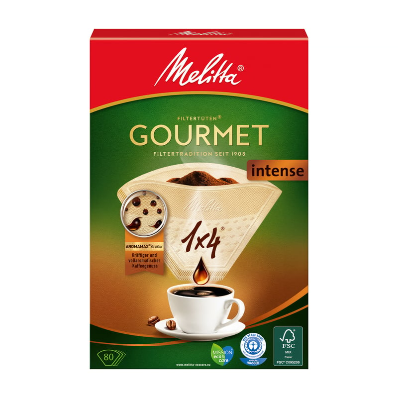 Melitta - Papierowe filtry do kawy 1x4 - Gourmet Intense - 80 sztuk