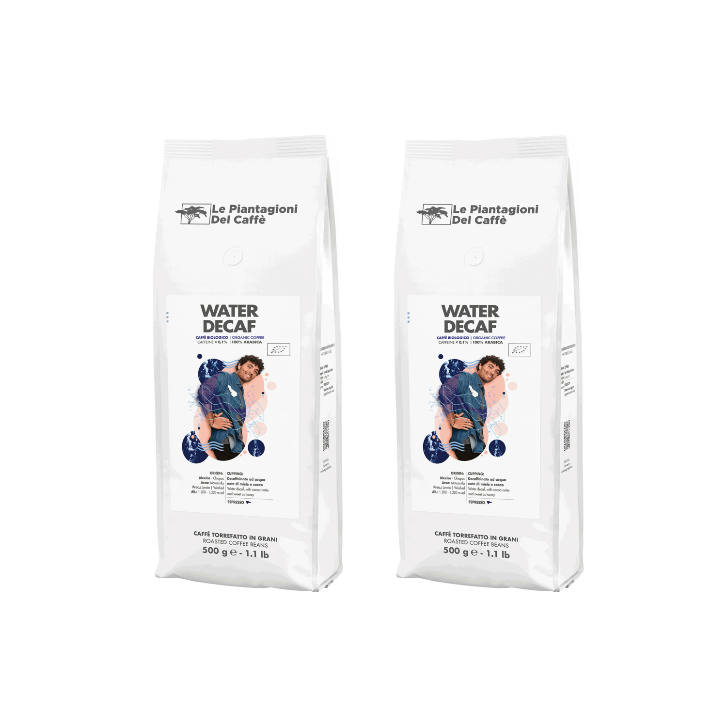 Zestaw kawa bezkofeinowa Le Piantagioni del Caffe Water Decaf 2x500 g