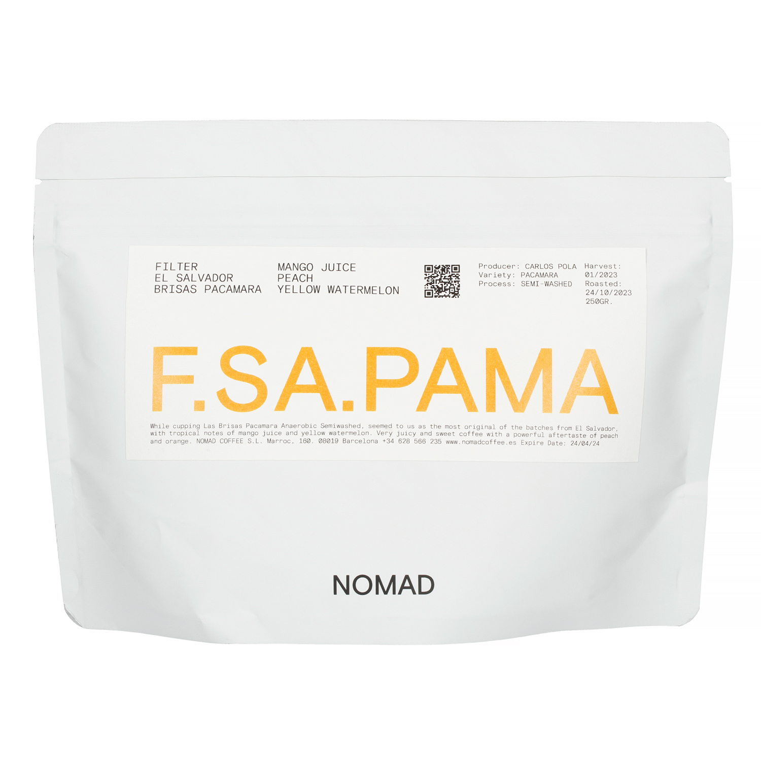 Nomad - Salwador Pacamara Washed Filter 250g