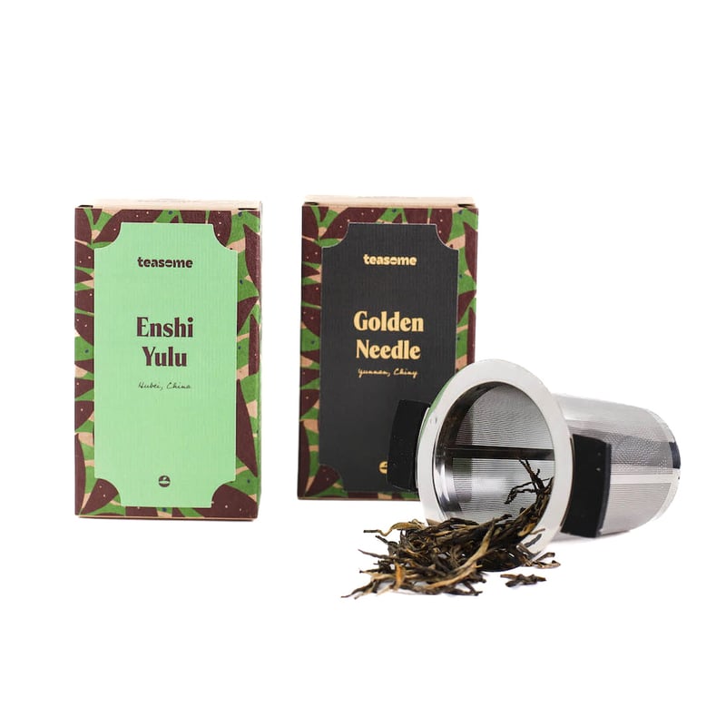 Teasome - Starter Pack #1 Set – Infuser + Golden Tips Loose Tea 50g + Spring Tips Loose Tea 50g