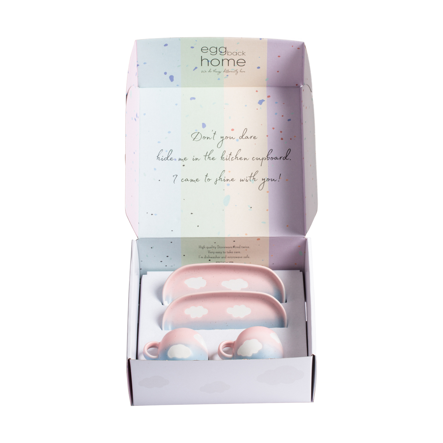 Egg Back Home - Cloud Sunset Set -  2 Espresso Mugs 90 ml + 2 Trays