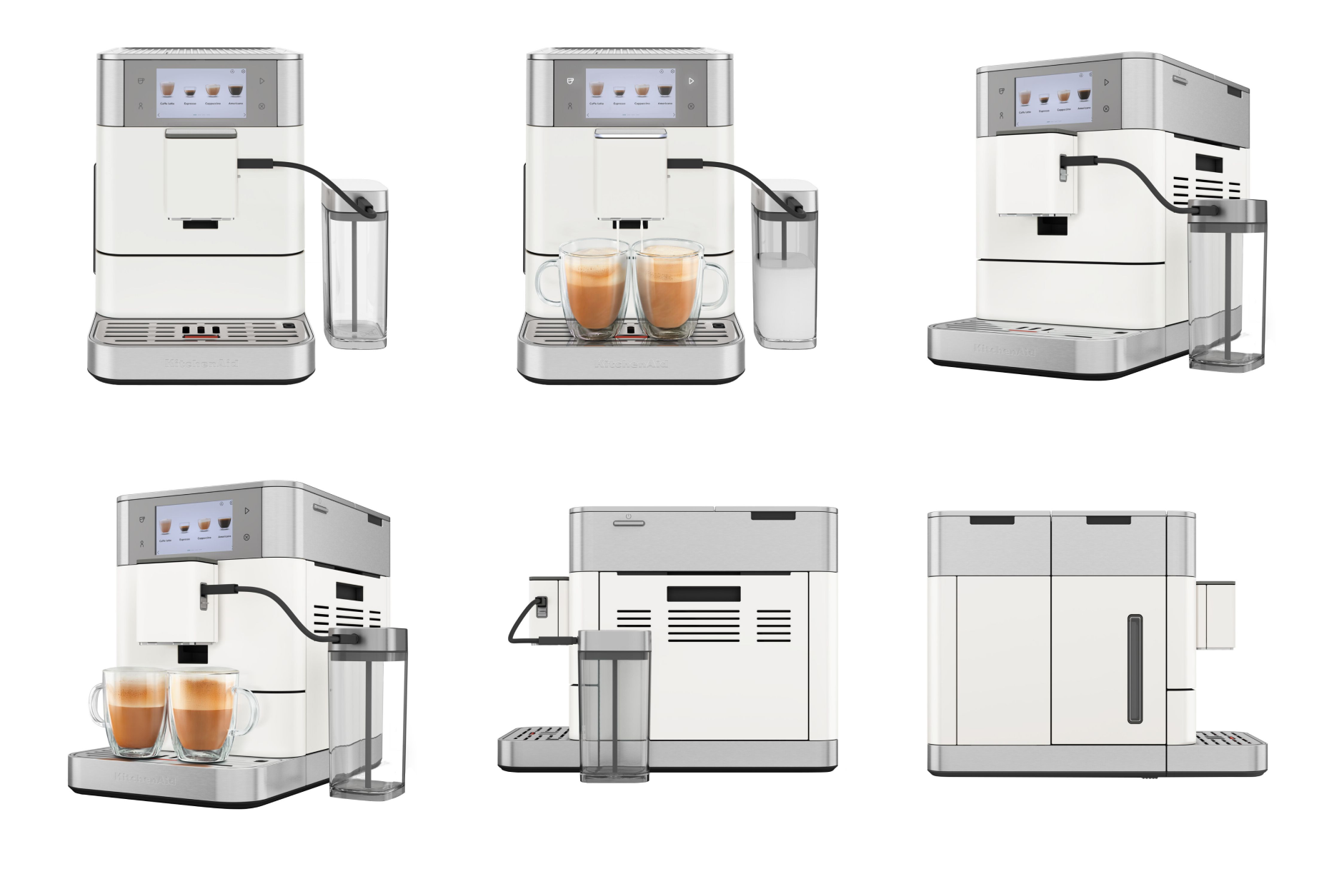 KitchenAid KF8 in Cast Porcelain white: fully automatic espresso machine with a 12.7 cm colour touchscreen, milk container and removable bean hopper