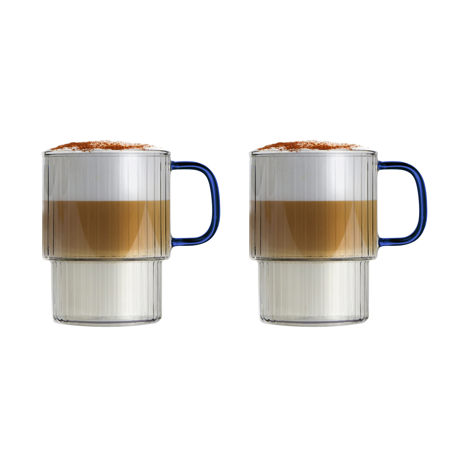 Vialli Design - Set od 2 grooved Glasses with blue handle Livio 350 ml