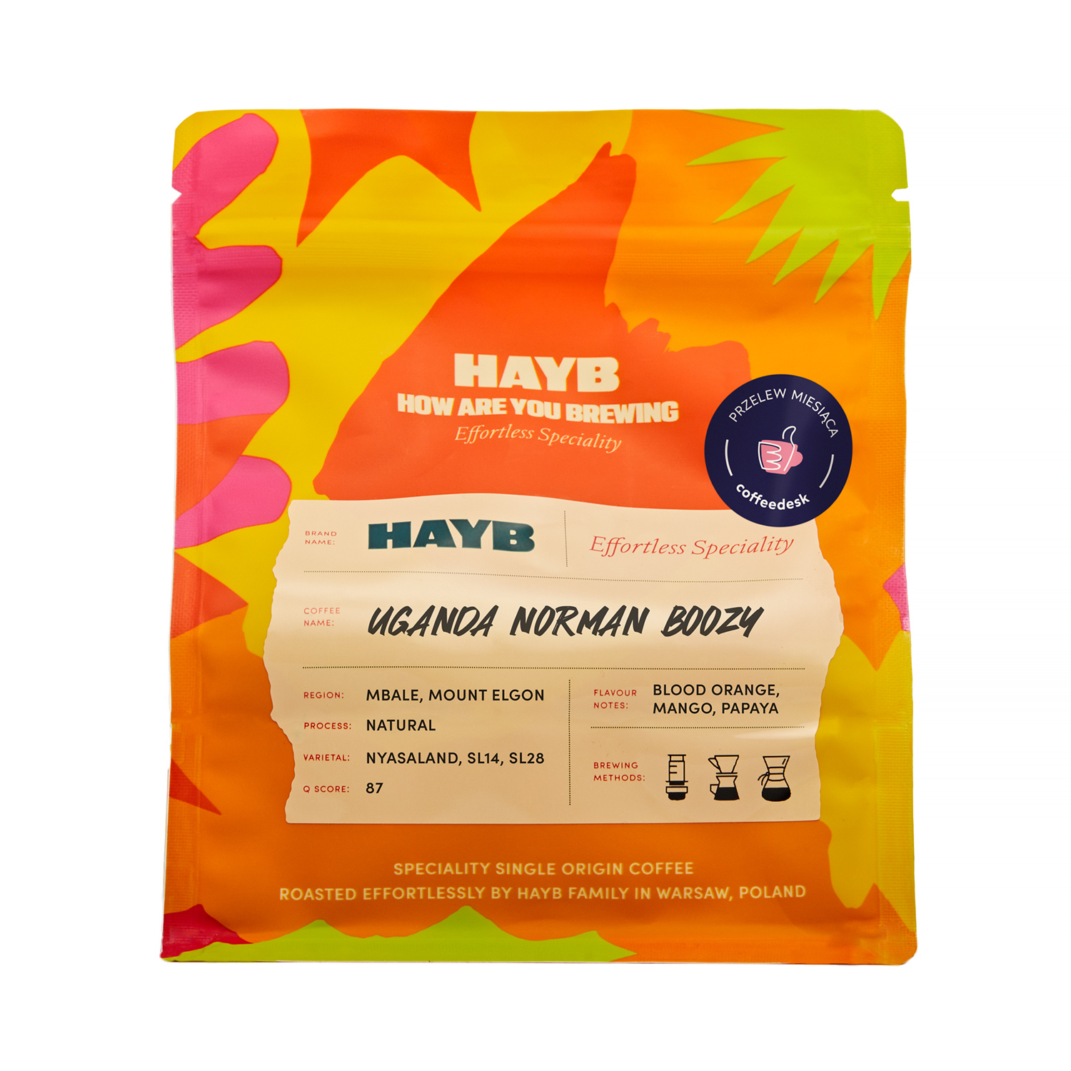 PRZELEW MIESIĄCA: HAYB - kawa ziarnista Uganda Norman Boozy Natural Filter 250g