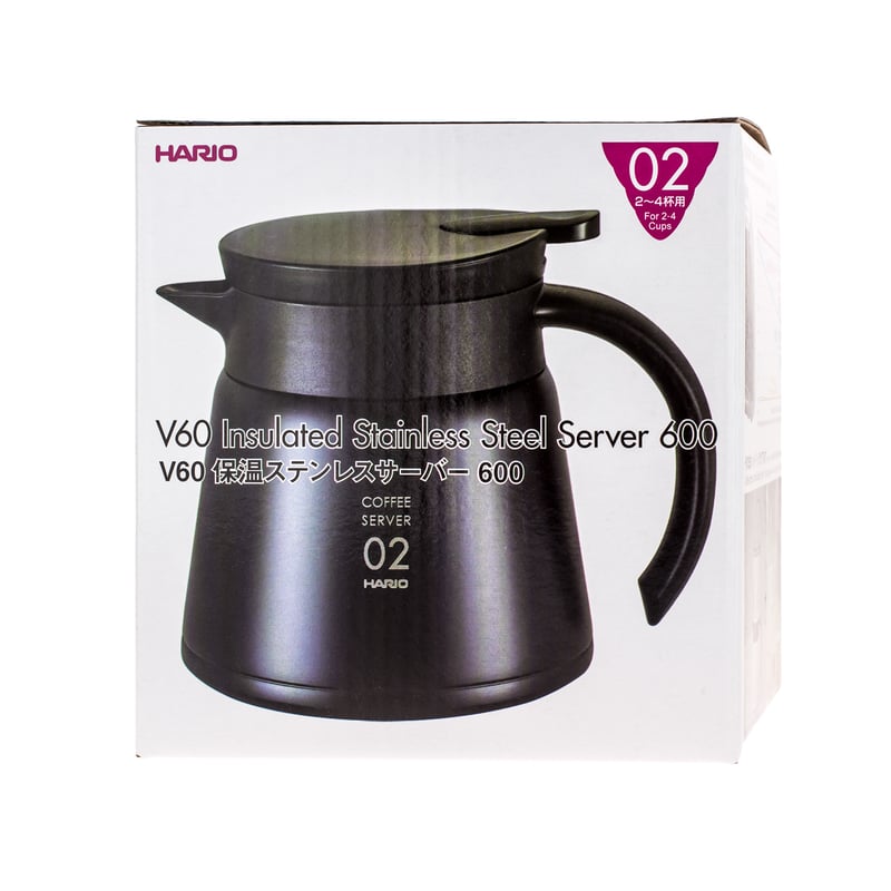 Hario Insulated Stainless Steel Server V60-02 Czarny - 600ml - Coffeedesk