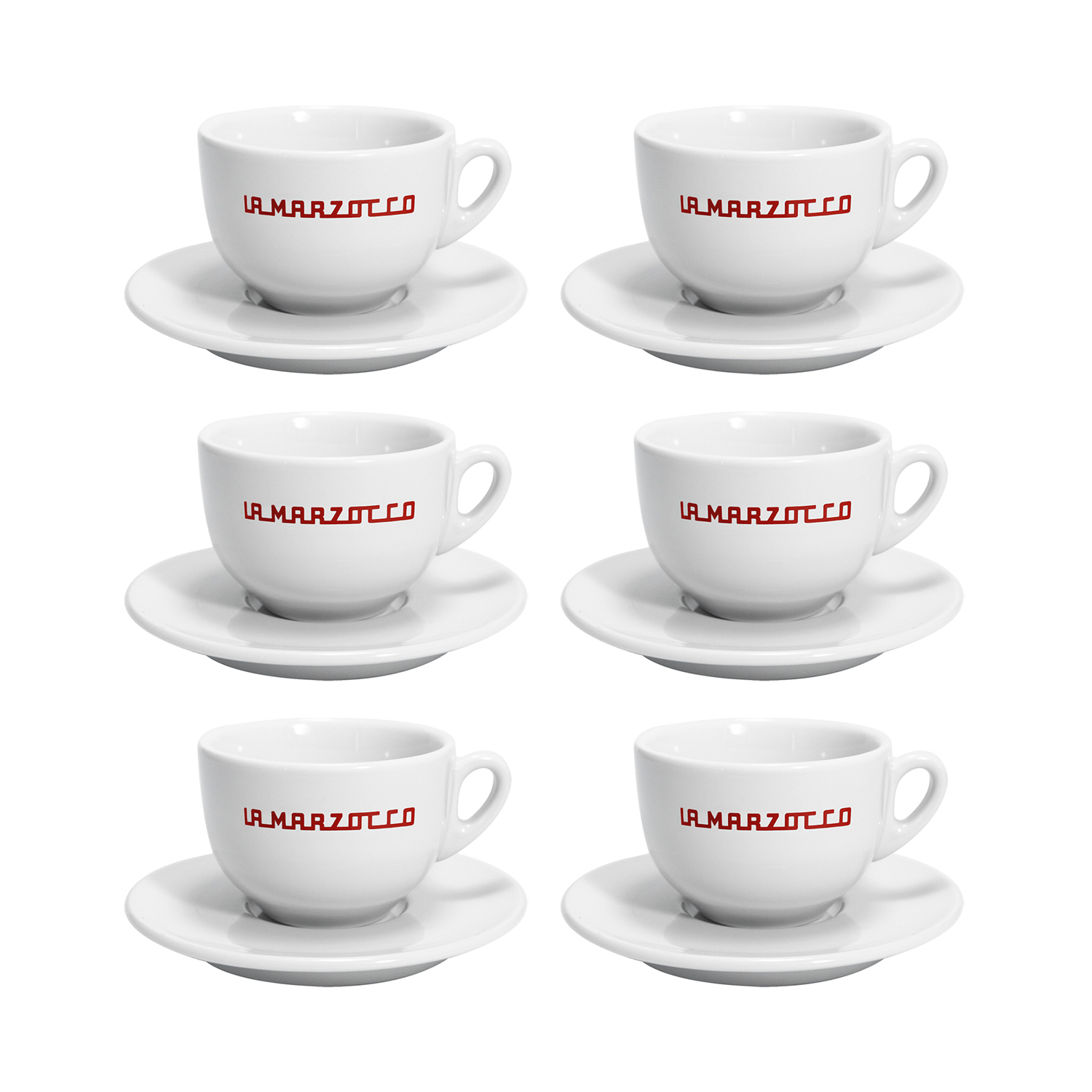 La Marzocco - zestaw 6 filiżanek ze spodkami do cappuccino Linea 210 ml - biały