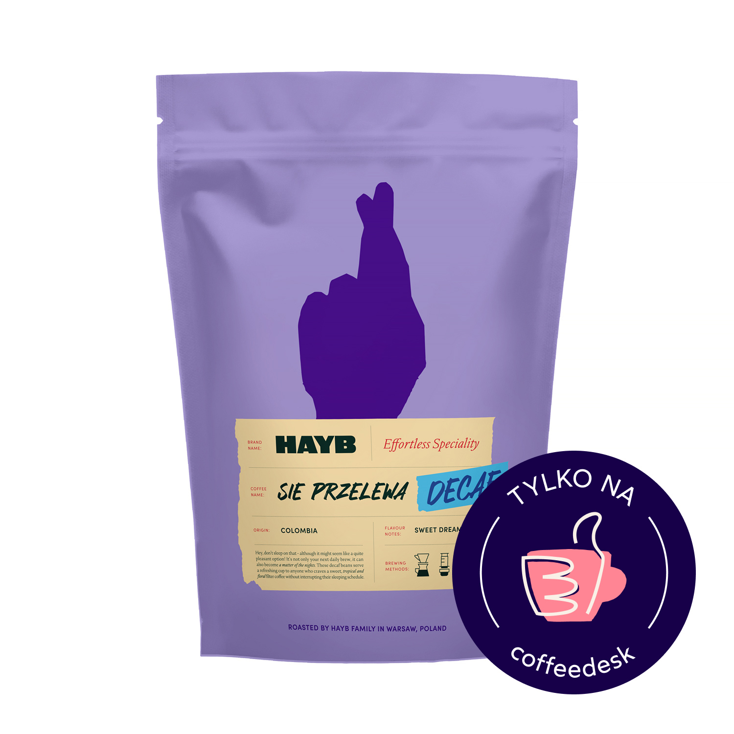 HAYB - bezkofeinowa kawa ziarnista Się Przelewa Kawa Decaf Filter 250 g