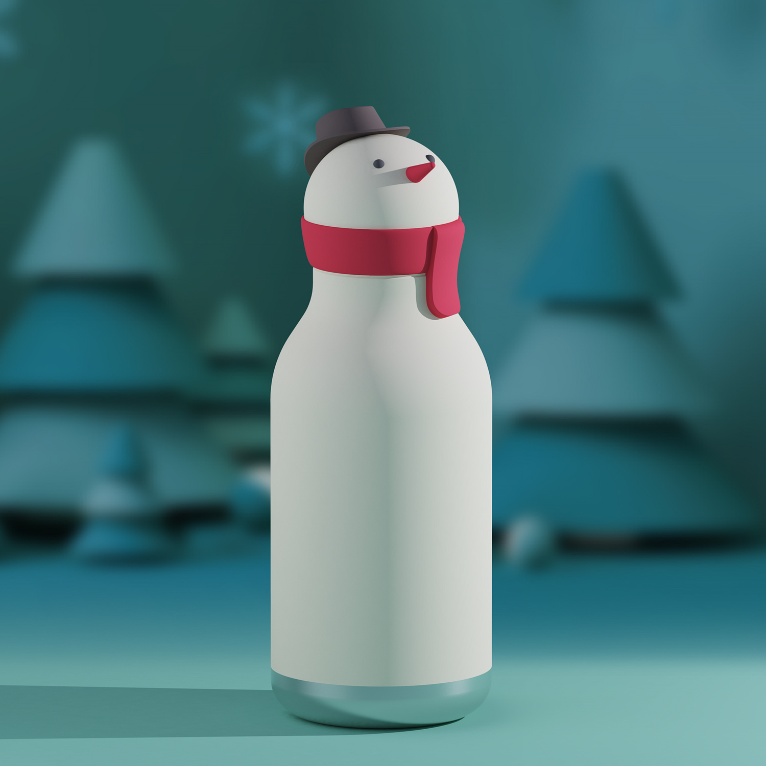 Asobu - Bestie Snowman - 460 ml Insulated Bottle with Straw