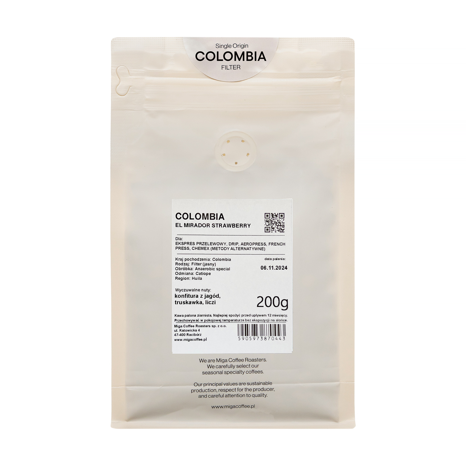 Miga Coffee - Colombia El Mirador Strawberry Natural Filter 200g