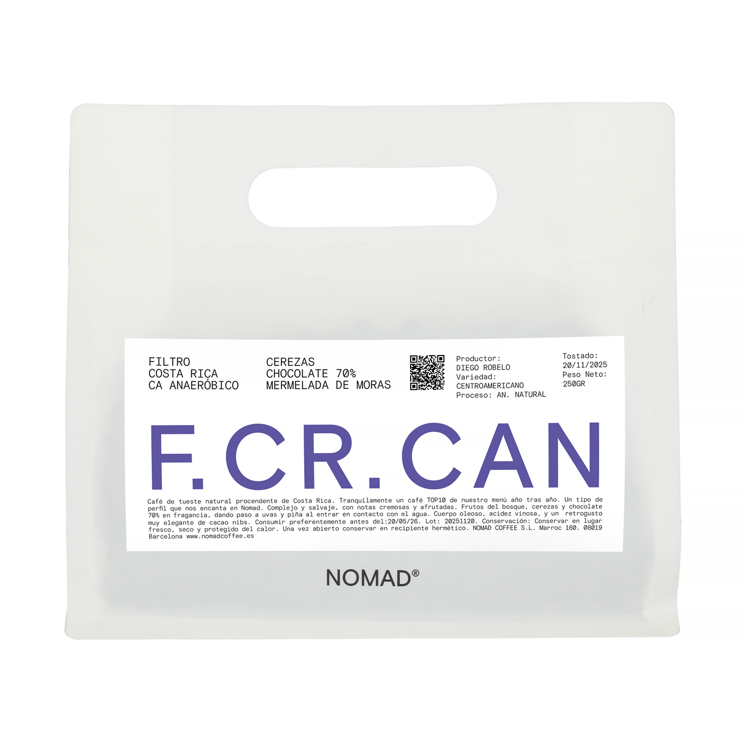 Nomad Coffee - kawa ziarnista Kostaryka Central American Natural Anaerobic Filter 250 g