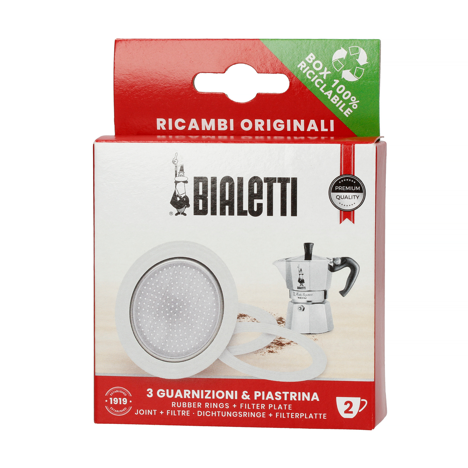 Bialetti -  3 Seals + Sieve for Bialetti 2tz Aluminium Coffee Makers