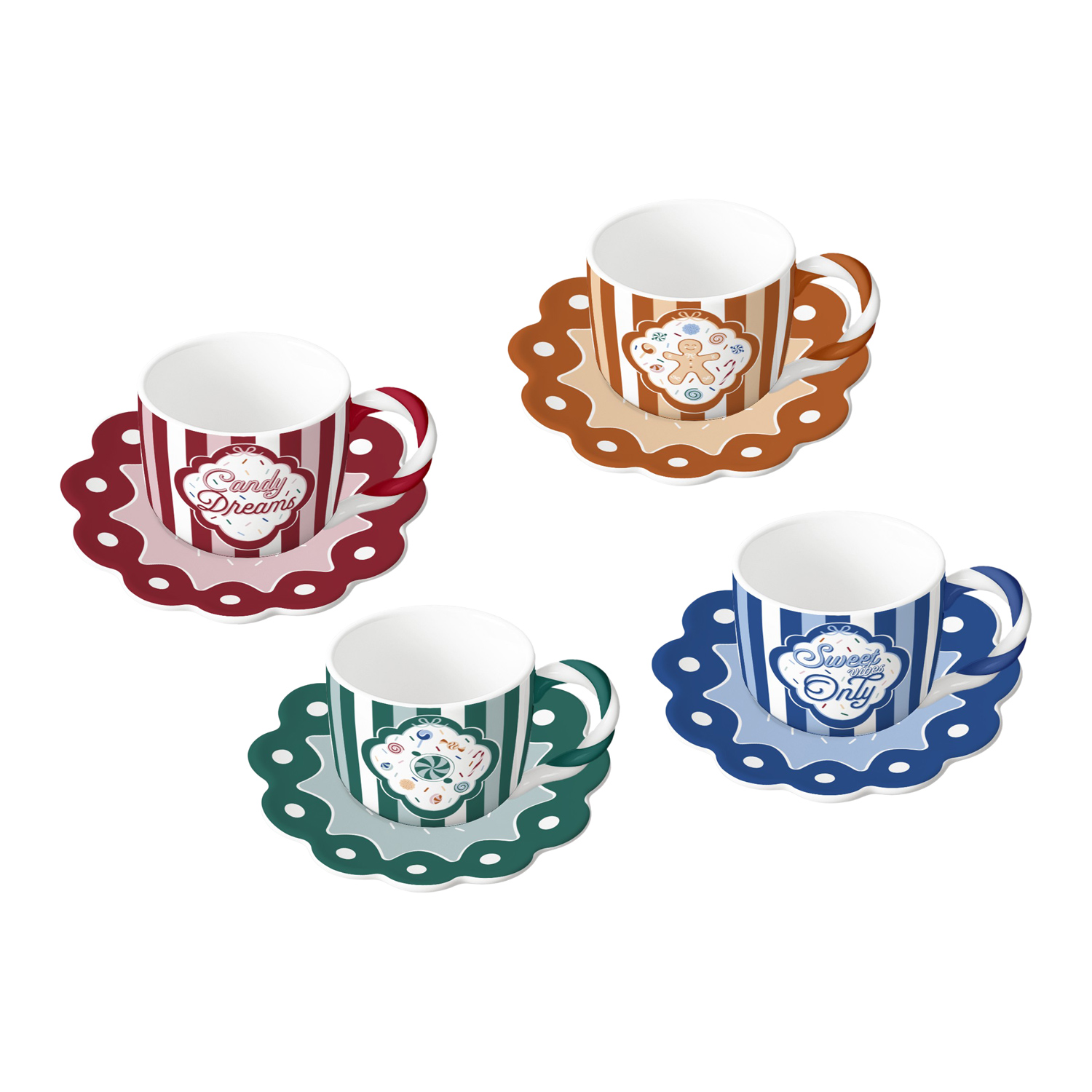 Bialetti - zestaw 4 filiżanek ze spodkami Candyland 80 ml