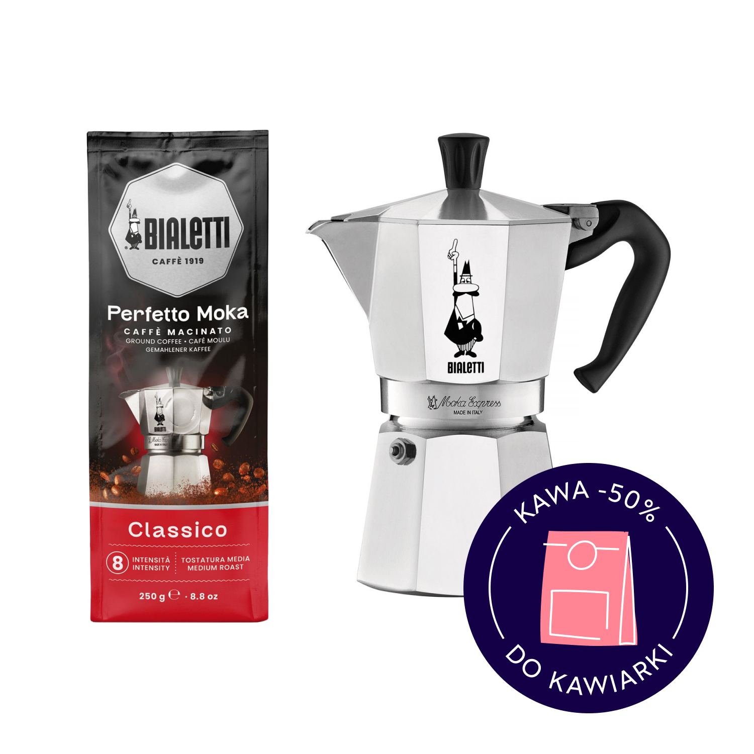 Zestaw Moka Express 6tz + kawa Perfetto Moka Classico