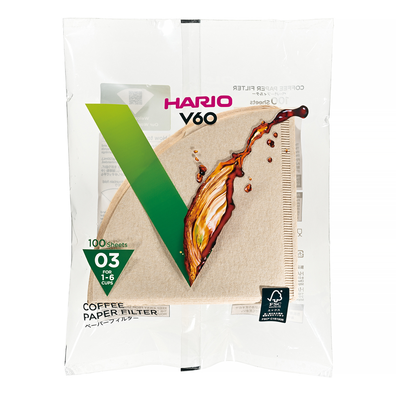 Hario Misarashi brown paper filters - V60-03 - 100 pieces