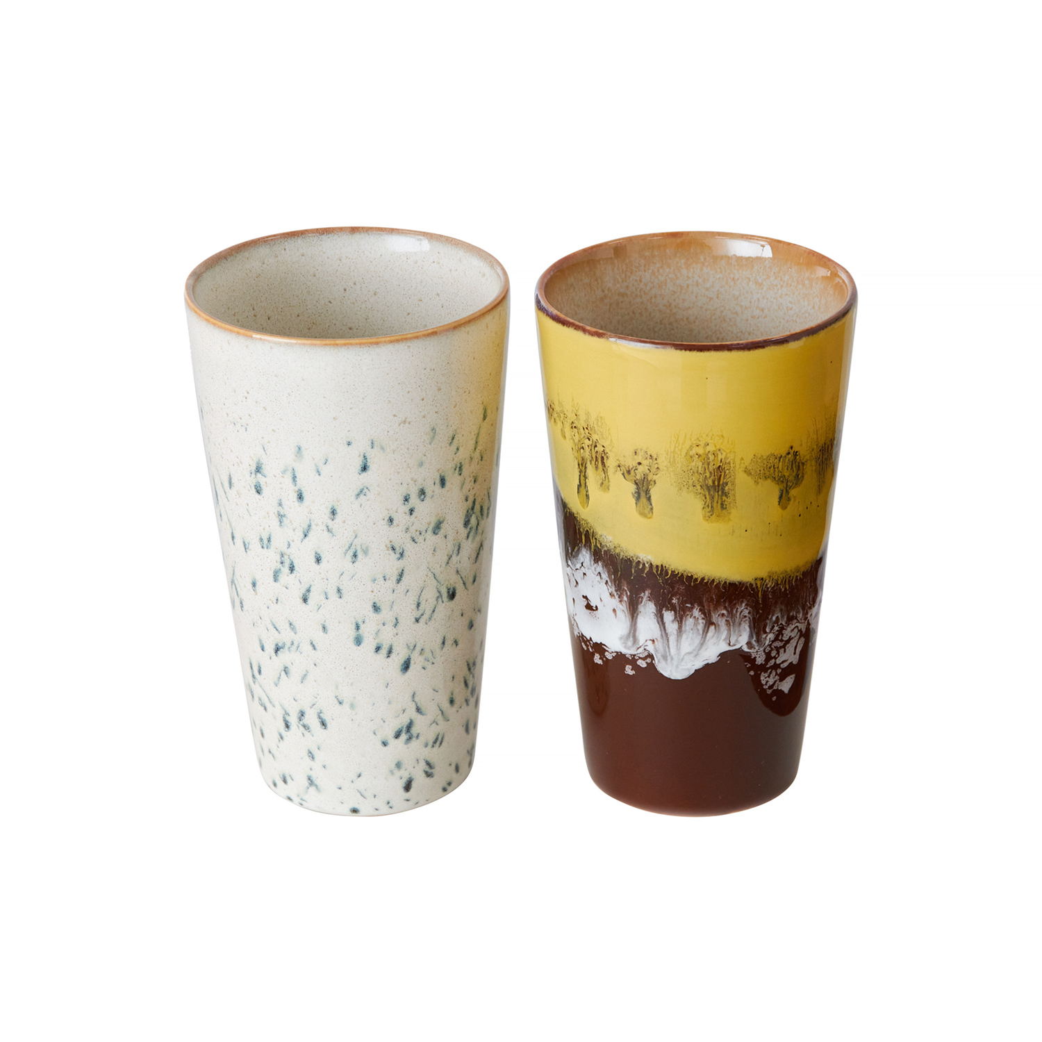 HKliving - Brine Latte Set of 2 70s Ceramic Mugs 300ml