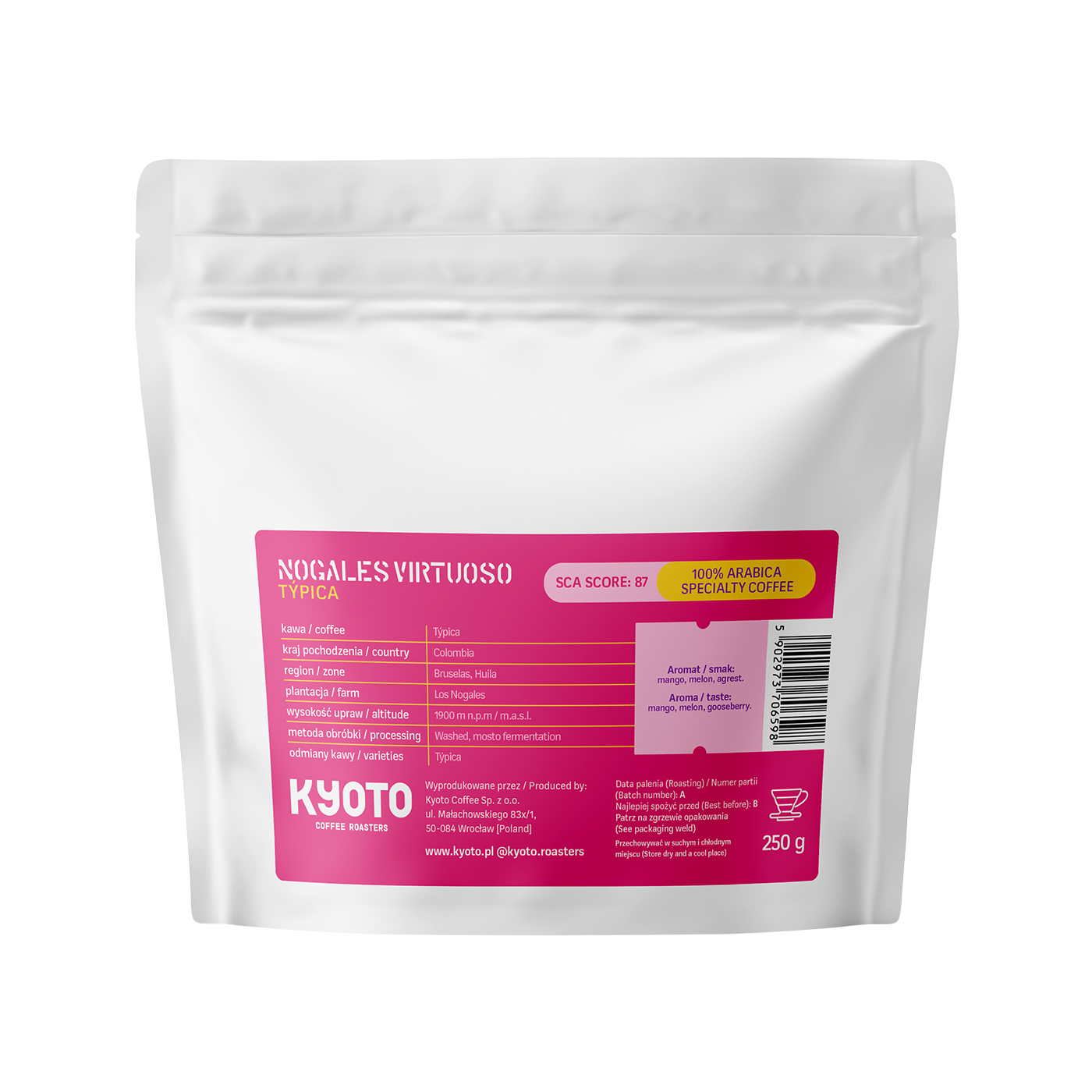 KYOTO - Colombia Finca Los Nogales Washed Mosto Fermentation Filter 250 g