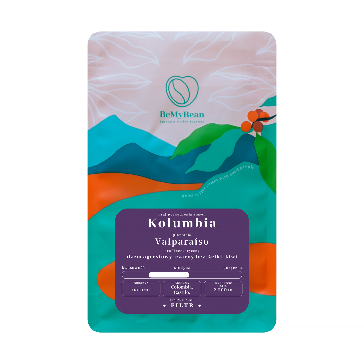 BeMyBean - kawa ziarnista Kolumbia Valparaíso Natural Filter 250 g