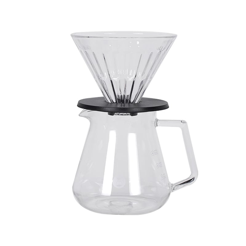 Timemore - Crystal Eye Brewer Set - Zestaw dripper szklany 02 czarny + dzbanek 600ml (outlet)