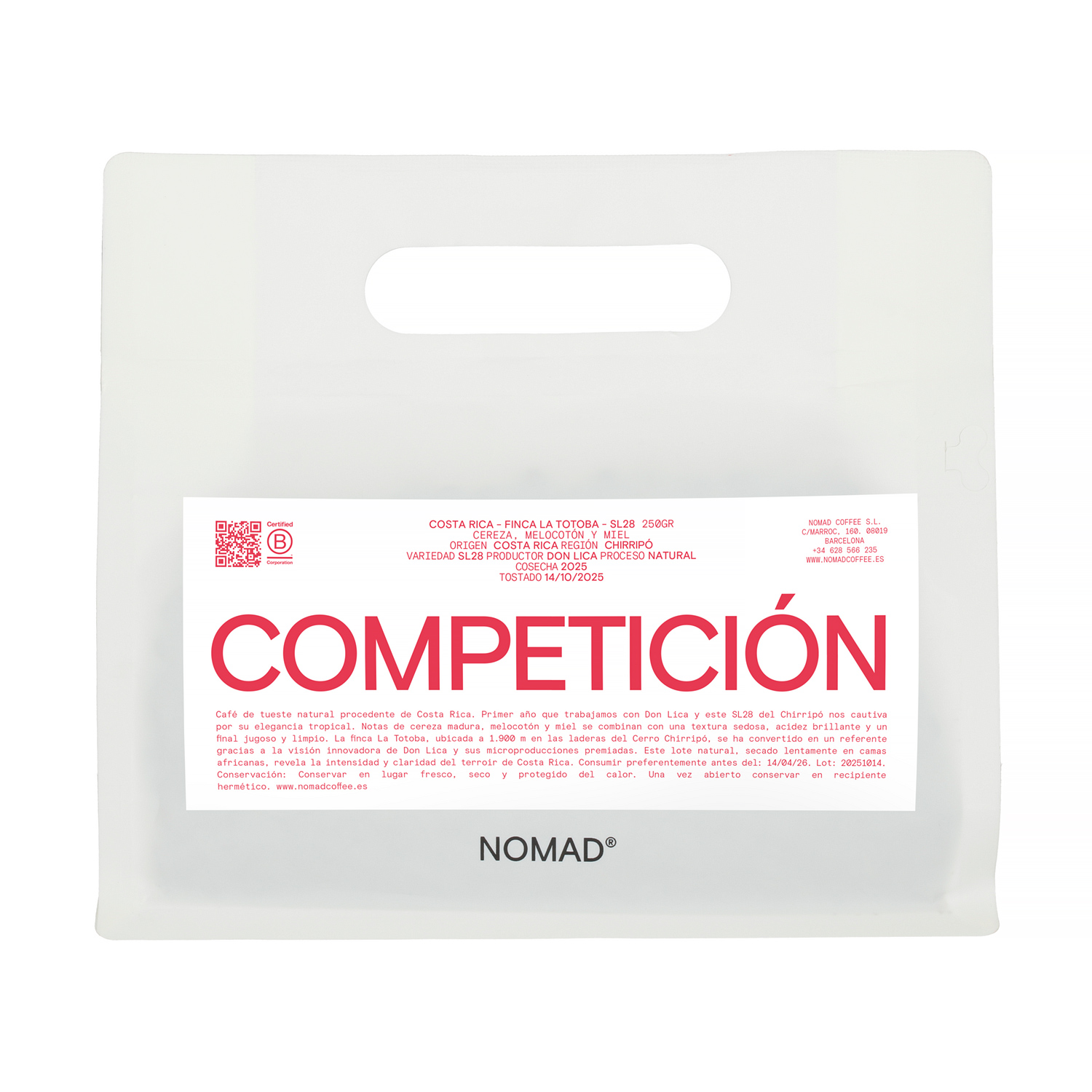 Nomad Coffee - kawa ziarnista Kostaryka Totoba Natural Filter 250 g