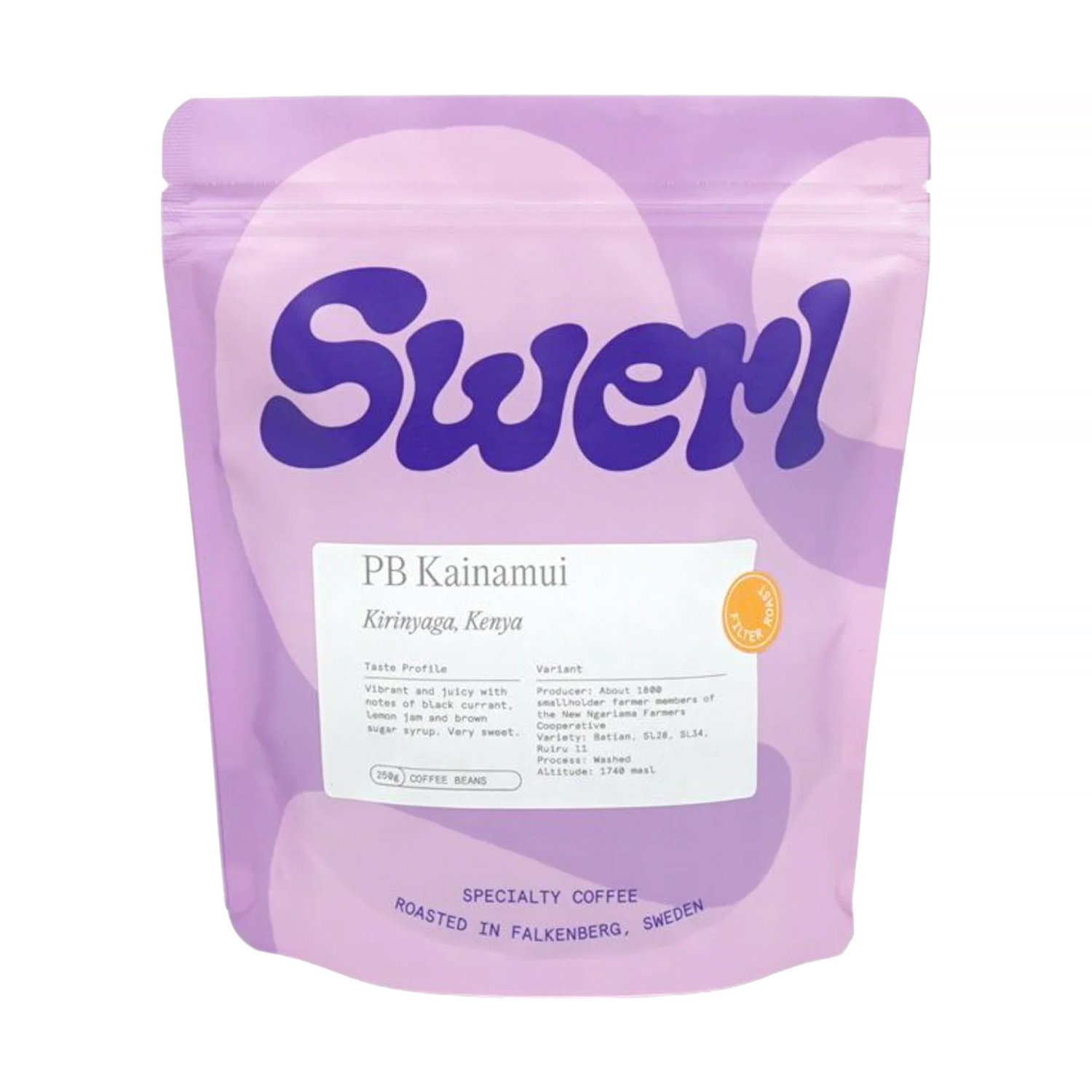 Swerl Coffee - kawa ziarnista Kenia PB Kainamui Washed Filter 250 g