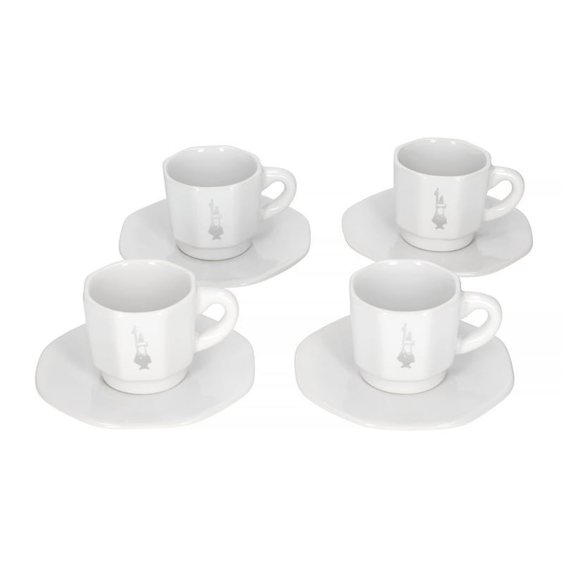 Bialetti - Set of 4 Cups and Saucers - White