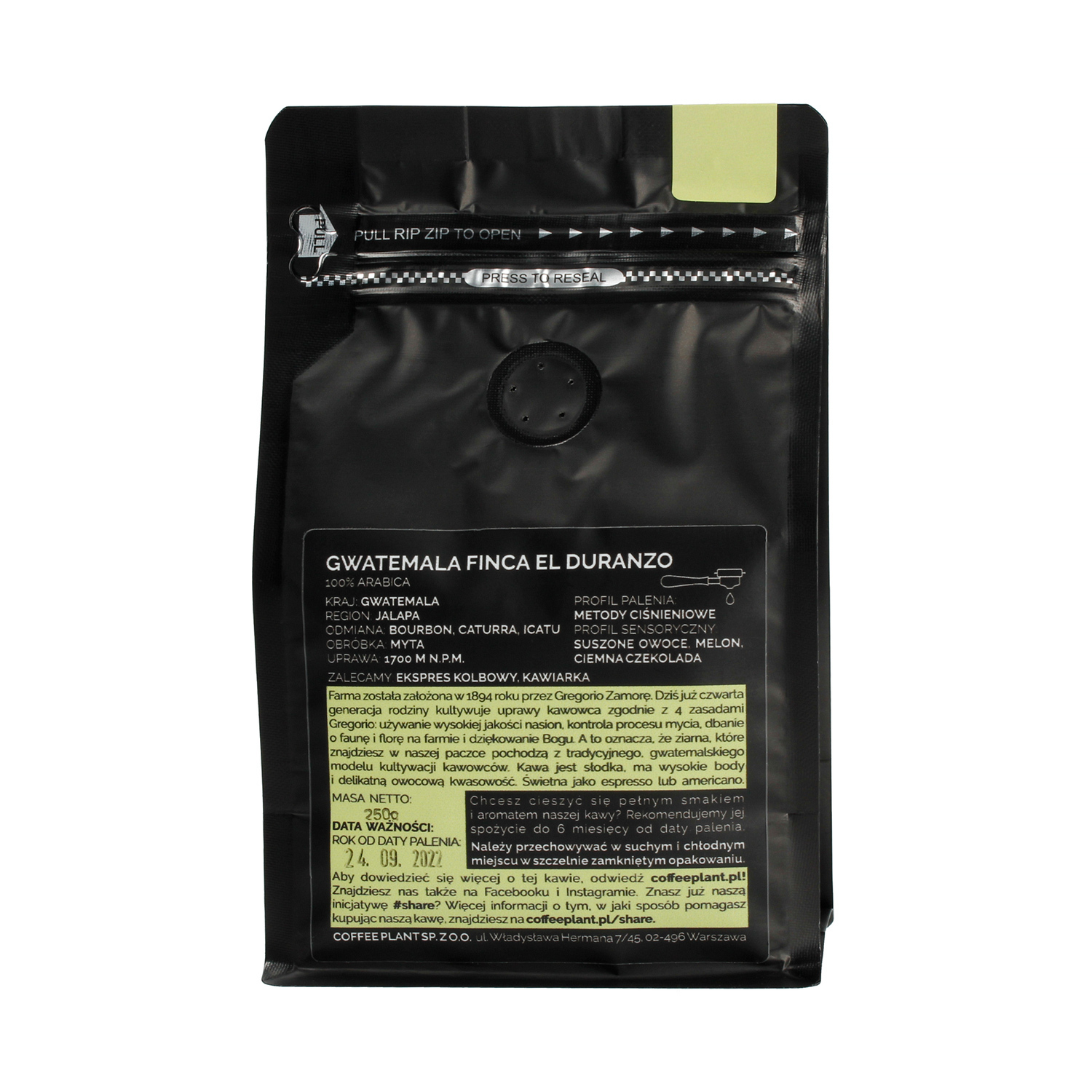 COFFEE PLANT - Guatemala Finca El Duranzo Espresso 250g