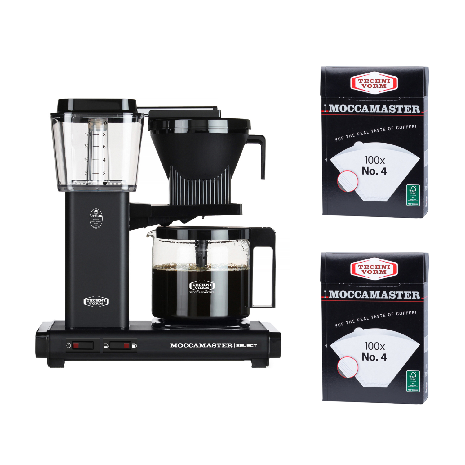 Set Moccamaster KBG 741 Select  - Matt Black + 2x Filters nr 4
