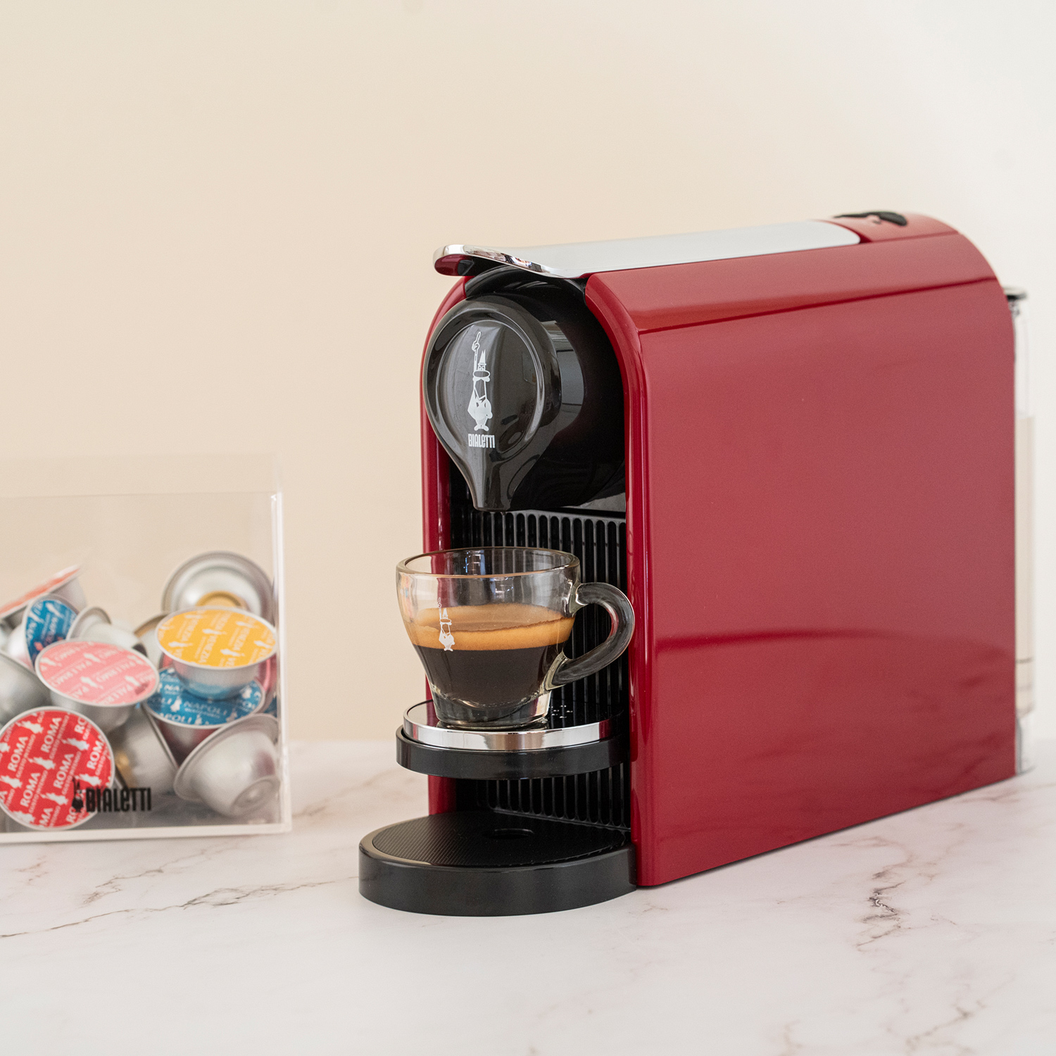 Bialetti - Capsule Coffee Maker Gioia Plus - Red + 48 capsule NAPOLI