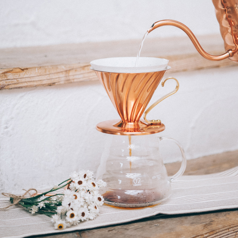 Hario metalowy Drip V60-02 miedziany-złoty