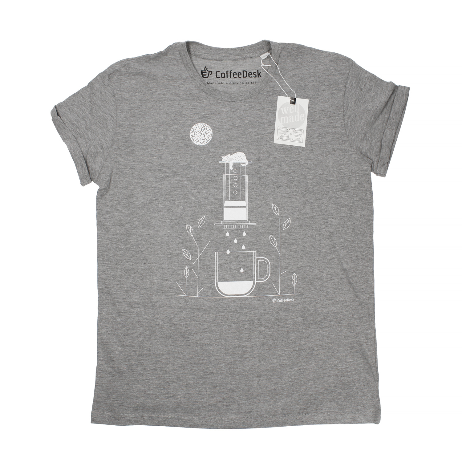 Coffeedesk AeroPress Men's Grey T-shirt - S
