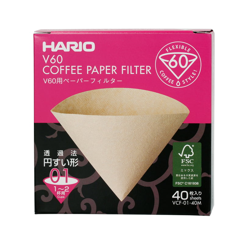 Hario - Misarashi Brown Paper Filters - V60-01 - 40 Pieces