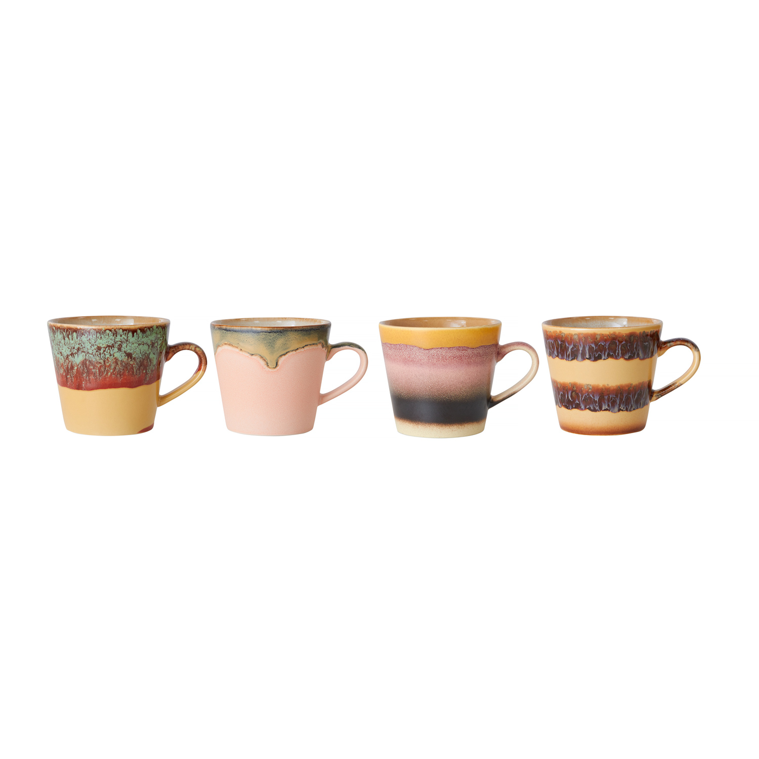 HKliving - Vista Set of 4 70s Cappuccino Ceramic Mugs 300ml