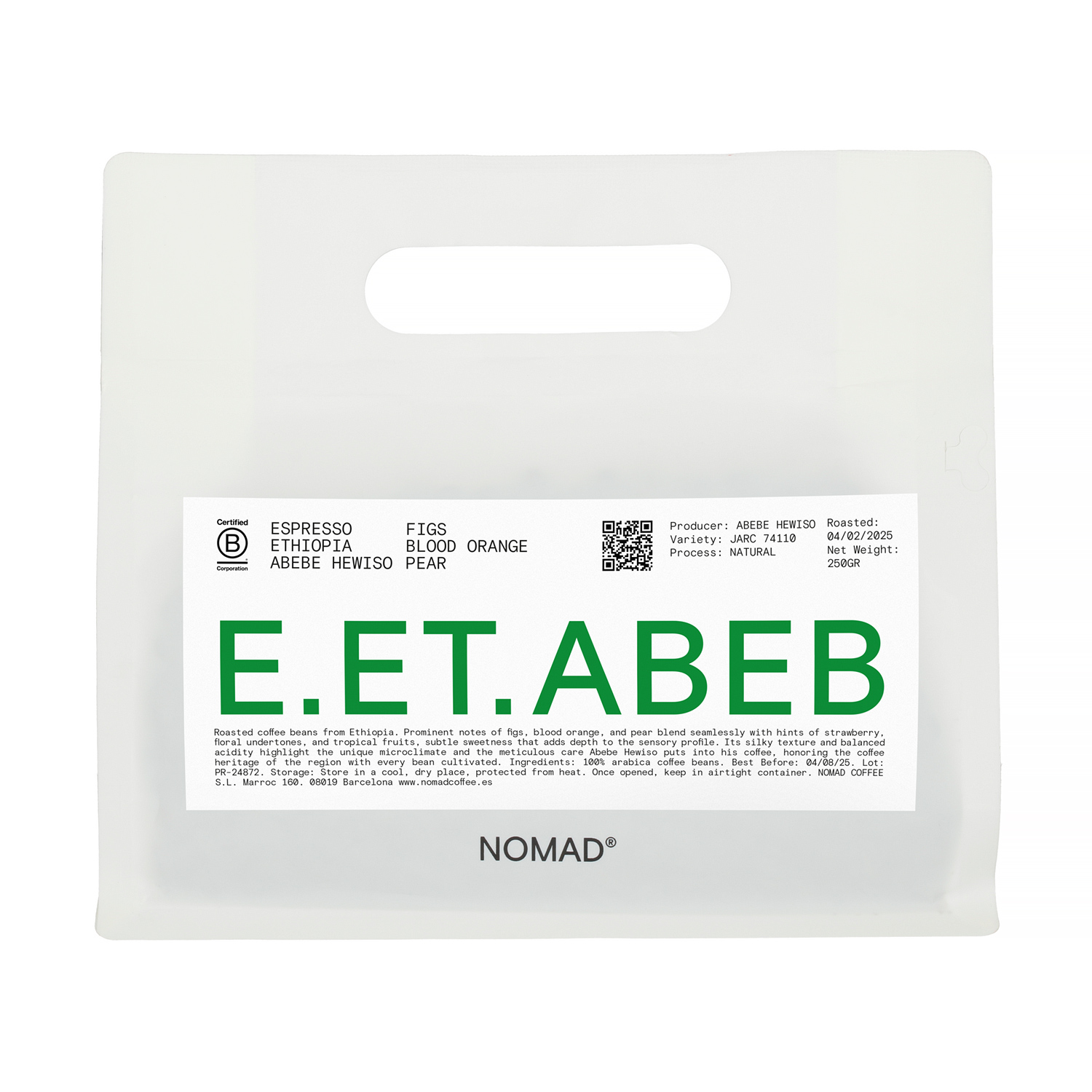 Nomad Coffee - Ethiopia Abebe Hewiso Natural Espresso 250g